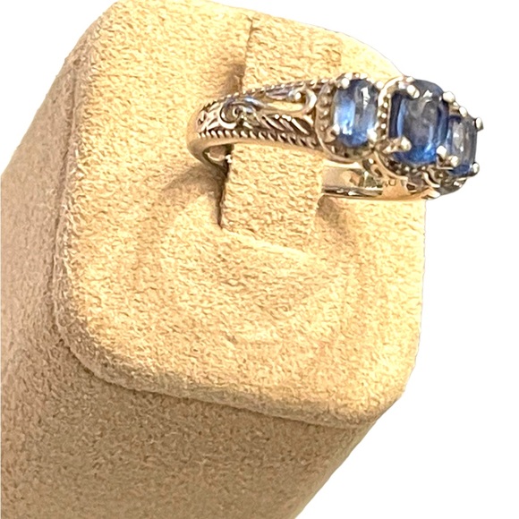 Stunning DJOY sapphire sterling silver ornate 925 ring high quality design - Picture 4 of 11